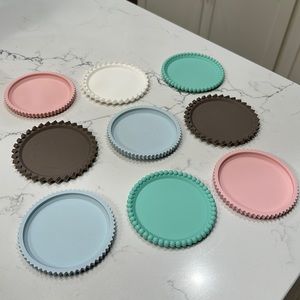9 pieces colorful silicone coasters